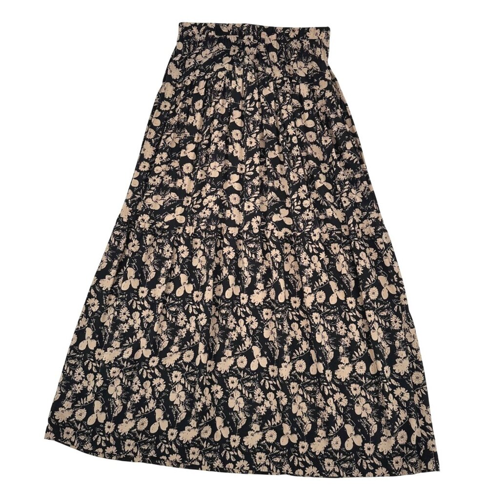 NWOT Natural Life Womens Black & Beige Floral Elastic Waist Maxi Skirt Size M - Picture 4 of 8
